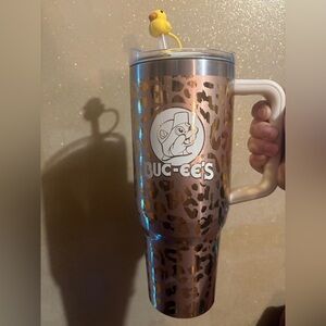 Buc-ee's Rose Gold Leopard Stainless Travel Mug with Handle